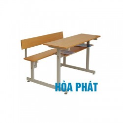 Bàn học liền ghế ngồi học sinh viên giá rẻ hòa phát có tựa khung sắt mặt gỗ BSV105T
