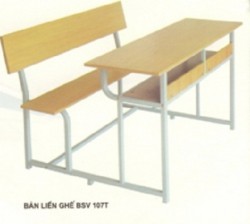 Bộ bàn ghế ngồi học sinh viên Hòa Phát có tựa khung sắt mặt gỗ BSV107T