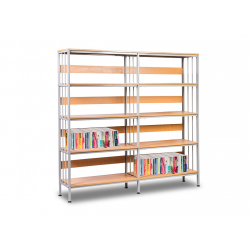 Giá kệ sách thư viện GTV101 The One khung thép đợt gỗ 2 khoang 4 ngăn