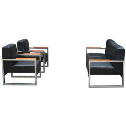 Ghế sofa văn phòng giá rẻ đệm PVC màu đen  SF80PVC