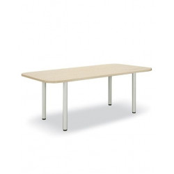 Bàn họp chân sắt trụ tròn mặt gỗ MFC 1.8m NT190 BH18-CT