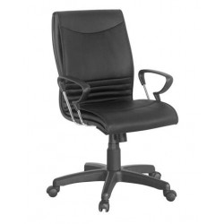 Ghế xoay lưng trung đệm da PU chân sao mạ/nhựa NT190 GX16