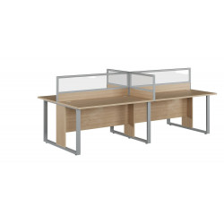 Cụm bàn modul làm việc 4 chỗ mặt gỗ chân sắt The One HRMD05