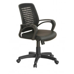 Ghế xoay lưng lưới đệm da PU chân mạ/nhựa NT190 GX18B