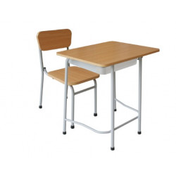 Bộ bàn ghế học sinh Hòa Phát 01 chỗ ngồi khung sắt mặt gỗ cao 51 cm BHS107-3
