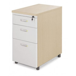 Hộc tài liệu gỗ cao 3 ngăn kéo, mặt sắt sơn màu kem NT190 HG05