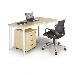 Bàn lệch đơn chân sắt ống oval mặt gỗ chữ Z 1m4 NT190 BZT14-CO