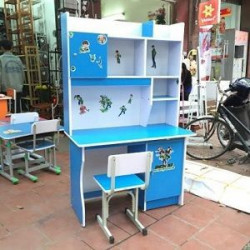 Bàn học sinh liền giá sách BLG08 – Bộ bàn ghế học sinh gỗ công nghiệp tiện dụng, tiết kiệm không gian