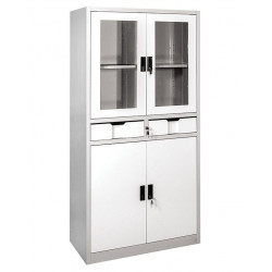 Tủ tài liệu sắt 3 khoang cánh kính ngăn kéo NT190 TS03B