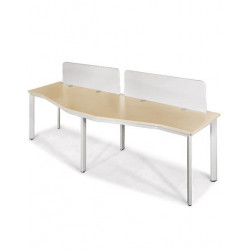 Cụm bàn lệch đôi chân sắt ống oval mặt gỗ chữ Z 2m8 NT190 BZCO14-2A