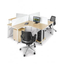 Cụm bàn lệch góc 4 chỗ chân sắt mặt gỗ NT190 BLCO14-4/BLCO16-4