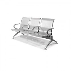 Ghế băng phòng chờ công cộng 3 chỗ ngồi, mặt thép chân tay mạ và có tay ở giữa GC01M-3T