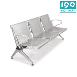 Ghế băng phòng chờ 3 chỗ ngồi mặt và chân sắt sơn tĩnh điện màu nhũ bạc GC06-3