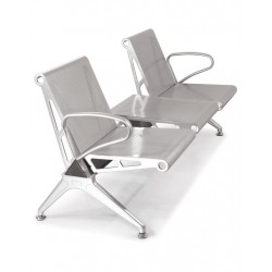 Băng ghế phòng chờ 3 chỗ ngồi mặt và chân sơn tĩnh điện màu nhũ bạc của nội thất 190 GC06B-3