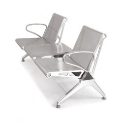 Ghế chờ 2 chỗ ngồi 1 mặt bàn sơn tĩnh điện màu nhũ bạc NT190 GC06B-3