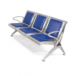 Ghế chờ chân sơn tĩnh điện màu nhũ bạc, đệm lưng bọc da PVC NT190 GC06D