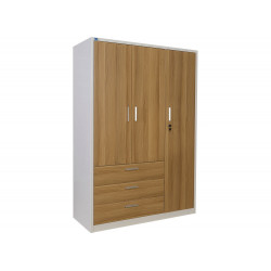 Tủ quần áo sắt cánh gỗ TU18B2C3 The One 3 cánh rộng 127cm