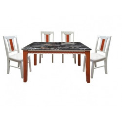 Bộ bàn ăn 4 ghế khung bằng gỗ mặt bàn bằng đá HGB68B +4HGG68