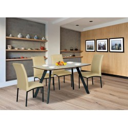 Bộ bàn ghế ăn chữ nhật hòa phát khung thép mặt gỗ kèm 4 ghế ngồi B50+4G50