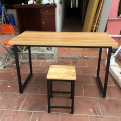 Bộ bàn ghế gỗ khung sắt mặt gỗ  BGS1050