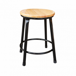 Ghế đôn chân sắt mặt gỗ tự nhiên/nâu cao 45cm G51