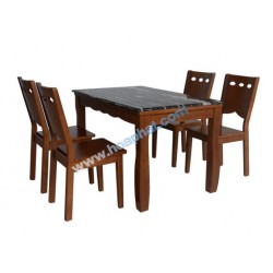 Bộ bàn ăn 4 ghế hòa phát khung gỗ mặt đá HGB74B+4HGG74