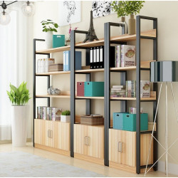 Tủ kệ giá sách khung sắt đợt gỗ công nghiệp hiện đại TKS01