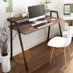 Mẫu bàn học sinh có giá sách khung sắt mặt gỗ BSK04