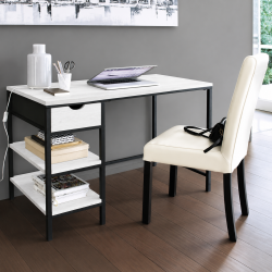 Bàn làm việc tại nhà chân sắt mặt gỗ hiện đại BSK02