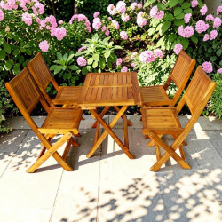 Bàn ghế cafe ngoài trời gỗ tự nhiên nhỏ gấp gọn BCFG04/GCFG04