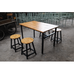 Bàn ghế ăn chân sắt mặt gỗ tự nhiên giá rẻ BQA18/GQA11