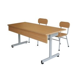Bộ bàn ghế học sinh Hòa Phát cấp 1 khung sắt mặt gỗ cao 54cm BHS108HP3