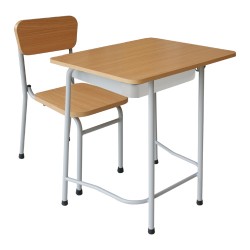 Bộ bàn ghế học sinh cấp 2 Hòa Phát cao 63cm khung sắt mặt gỗ BHS107-5G