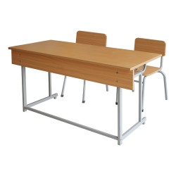 Bộ bàn ghế học sinh cấp 1 Hòa Phát khung sắt mặt gỗ tự nhiên cao 57cm BHS109-4G