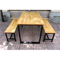 Bàn ghế ăn chân sắt mặt gỗ tự nhiên BQA14/GQA14