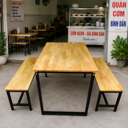 Bàn ghế ăn chân sắt mặt gỗ tự nhiên BQA14/GQA14