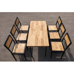 Bàn ghế ăn chân sơn gỗ tự nhiên BQA18 giá rẻ cho cafe, nhà hàng, quán ăn