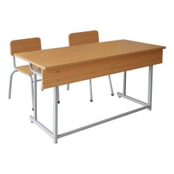 Bộ bàn ghế học sinh trường tiểu học giá rẻ khung sắt mặt gỗ tự nhiên cao 59cm BHS109HP4G