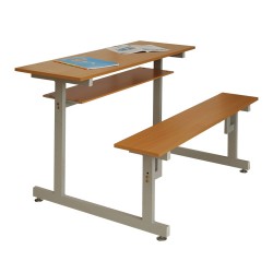 Bộ bàn ghế sinh viên khung sắt mặt gỗ tự nhiên hòa phát giá rẻ BSV105G