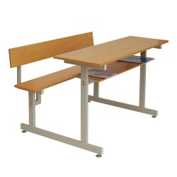 Bàn học liền ghế cho sinh viên hòa phát khung sắt mặt gỗ tự nhiên BSV105TG