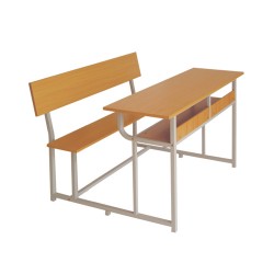 Bộ bàn ghế ngồi học sinh viên có khung sắt mặt bàn bằng gỗ tự nhiên BSV107TG