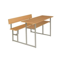 Bàn ngồi học sinh viên liền ghế có tựa khung sắt mặt gỗ tự nhiên BSV108TG