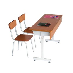 Bộ bàn ghế học sinh tiểu học Hòa Phát chân sắt mặt gỗ tự nhiên BHS101BG