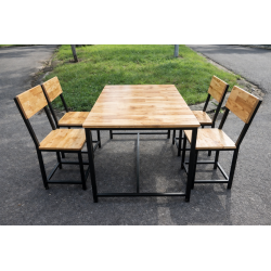 Bàn ghế ăn chân sắt mặt gỗ giá rẻ BQA01/GQA05