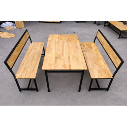 Bàn ghế ăn chân sắt mặt gỗ tự nhiên giá rẻ BQA24/GQA24