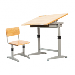 Bộ bàn ghế học sinh khung thép gỗ tự nhiên Xuân Hòa BHS-14-07CS