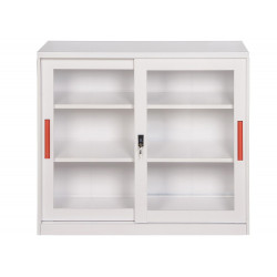 Tủ sắt thấp TU88GD/TU118GD The One cánh kính lùa sơn trắng để tài liệu văn phòng