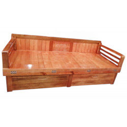 Giường gấp thành ghế gỗ quế tự nhiên có ngăn kéo giá rẻ GG160 KT: 160x200
