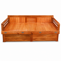 Giường gấp thành ghế gỗ quế tự nhiên có ngăn kéo GG160