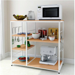 Kệ bếp đa năng để lò vi sóng khung sắt đợt gỗ KVS01